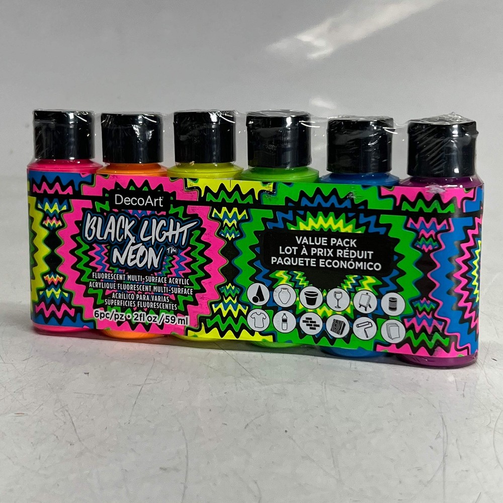 DECOART (6 PACK) Paint Black Light Neon 2 fl oz.
