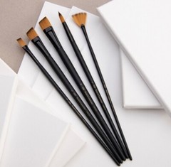 Royal & Langnickel Long-Handle Paintbrush Set & Zip Pouch, Angled, Round, Flat &