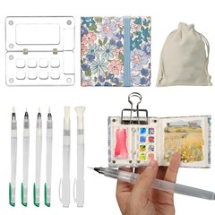 Mini Portable Palette Set,Pocket Artist Pad Sketch Book Travel Set,Brushs wit…