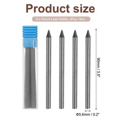 12Pcs 5.6mm 2B Carpenter Pencil Refills, Solid Dry Pencil Refills, Black