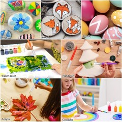 20 Pcs Kids Paint Brushes – Round & Flat, Easy Hold & Clean, 20PCS, Color