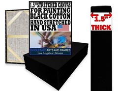 1-1/2″ Deep Black Artist Stretched Canvas. Many Sizes Bulk Discounts. USA Made