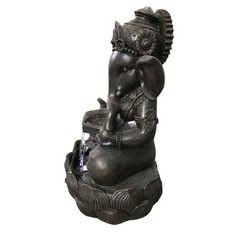 Lord Ganesh Sculptural Tabletop Fountain with Cool White LED Lights
