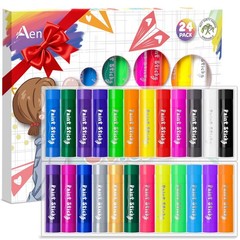 Paint Sticks, 24 Colors Solid Tempera Paint Sticks for Kids, Quick Drying Was…