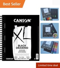XL Series Drawing Paper Pad, Black, 9×12 inch, Side Wire, 40 Sheets