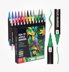 STATIONERY ISLAND Acrylic Paint Markers – Dual Tip Acrylic Markers. (Pack of 24)
