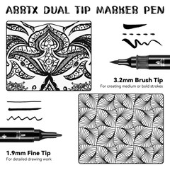Arrtx Acrylic Paint Pens 8pcs Double Tip Black Paint Markers for Painting Black