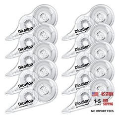 White Correction Tape 10 Pack, Easy Use Roller Applicator, Instant Dry, Jam