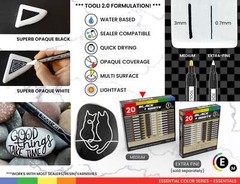 20 Black And White Acrylic Paint Markers Paint Pens Set (3mm MEDIUM)