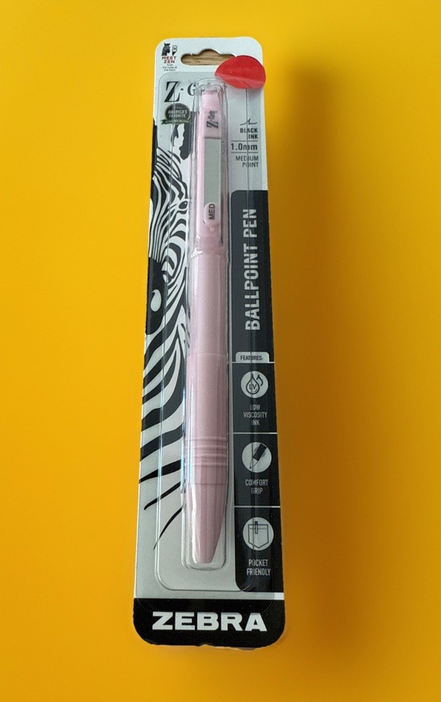 NEW Zebra Z Grip Pen 1.0mm Black Ink Medium Point Ballpoint Pen