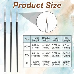 30Pcs Detail Paint Brushes, Fine Tip Paint Brush with 3 Sizes #0#00#000 Mini