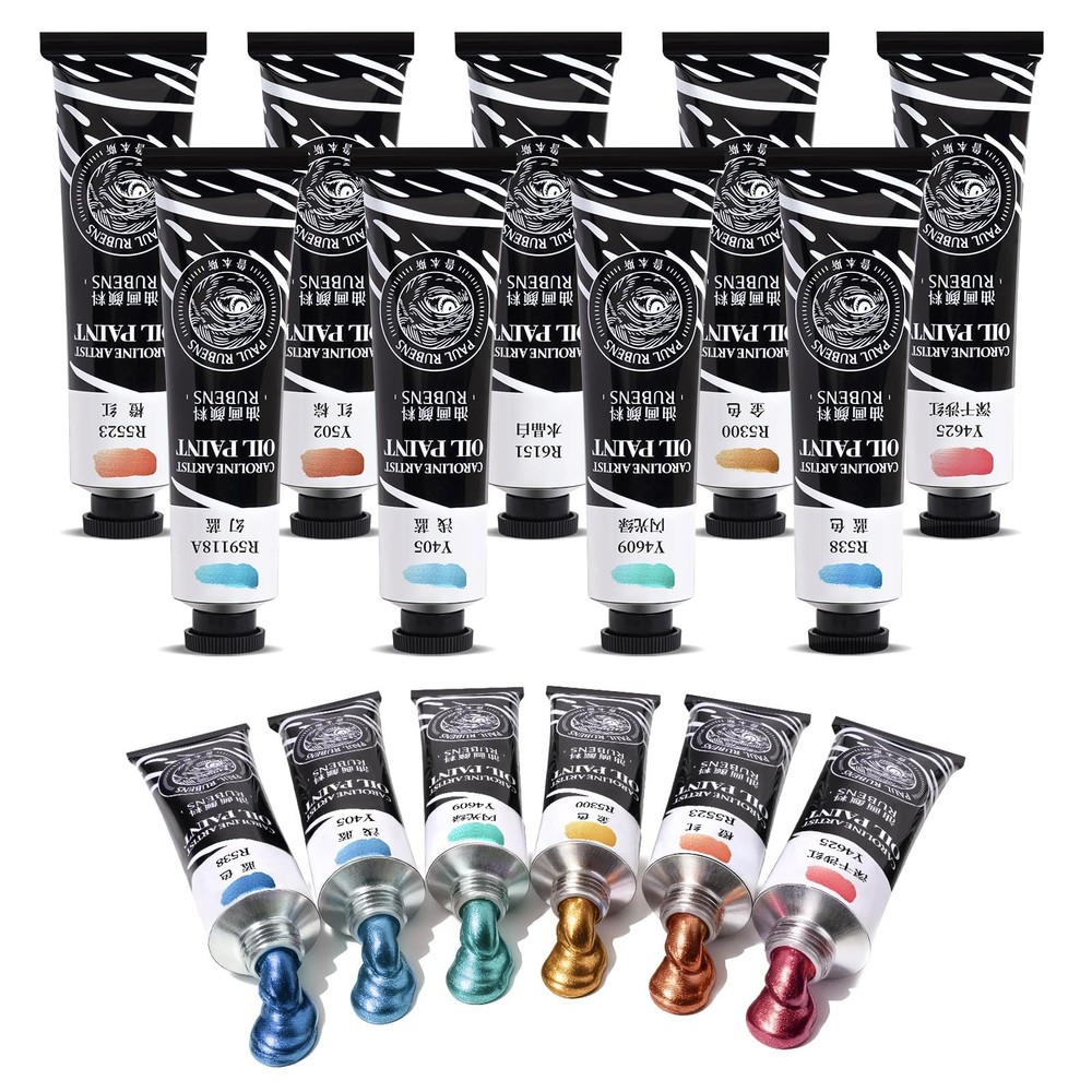 Metallic Oil Paint Set,9 Colors*60ml Large Tubes, Professional Oil Based Pain…