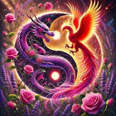 DIY Diamond Art Kits for Adults, Dragon and Phoenix 5D Diamond Painting Kits for