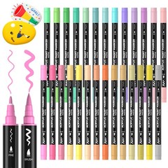 28 Pastel Colors Dual Tip Acrylic Paint Markers, Brush Tip and Fine Tip Acryl…