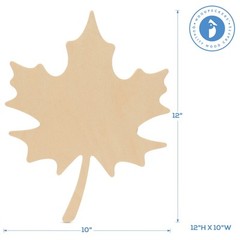 Maple Leaf Wood Cutout 12″x8.5″, Unfinished for Autumn Crafts | Woodpeckers