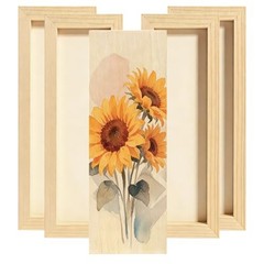 5 Pack 4 x 12 inch Wood Panel Boards, Unfinished Wood Canvas 4″X 12″ 5 Pack