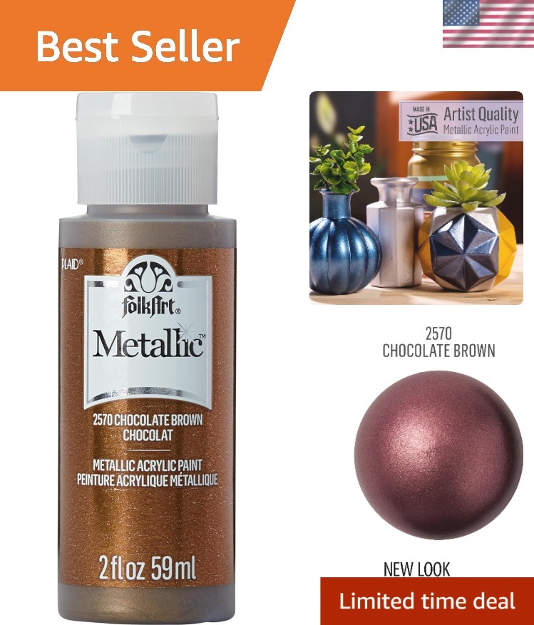 Durable Waterproof Chocolate Brown Metallic Paint – 2 oz for Multiple Surfaces