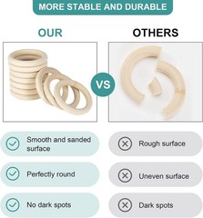 2 Inch Wooden Rings for Craft, 100Pack 50 mm Diameter Unfinished Solid Wood R…