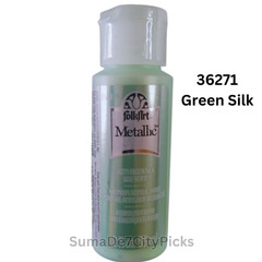 FolkArt Acrylic Craft Paint Metallic 2oz Shimmer for Wood Canvas DIY -Green Silk