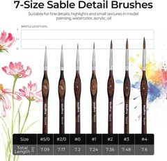 7pcs Kolinsky Sable Miniature Paint Brushes, Professional Fine Detail Paint B…