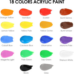 Acrylic Paint Set with 10 Brushes, 18 Colors Outdoor/Indoor (59Ml, 2 Oz) Art Cra