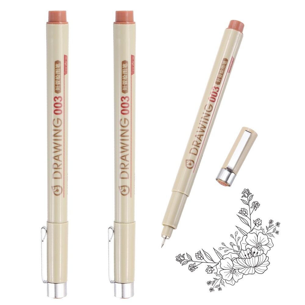 3Pcs 0.15mm Fineliner Ink Pens(Brown)