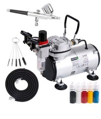 Timbertech Airbrush Kit With Compressor AS18-2K Basic Start Kit With Air Hose,