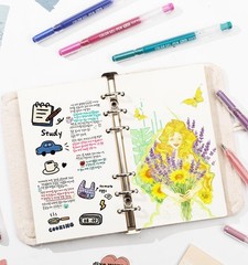 6 PCS Glitter Gel Pens 1.0mm Point Colored Ink Markers Adult Coloring Book