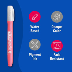 Decorite Metallic Water Based Brush Marker, Pigment , Xylene-Free, Fast Drying,