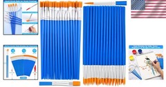 Quality Bulk Paint Brushes – 50 Pcs Small Flat & Round for Various Techniques