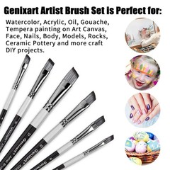 Angular Paint Brushes Set, 6 Pcs Angled Paintbrushes for Angle – 6 Pcs, Black