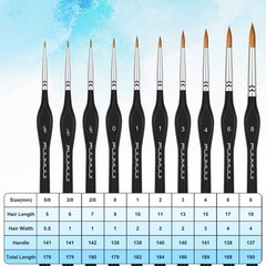 Kolinsky Sable Watercolor Brushes, 10pcs Sable Detail Paint Brush Set Will Ke…