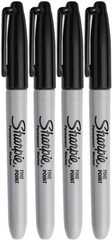 Sharpie Permanent Markers, Fine Point, 1 Count (Pack of 4), Black, White