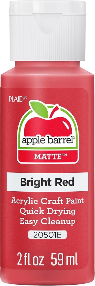 Apple Barrel Bright Red Craft Paint 20501, 2 oz Bottle