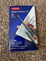 Used Derwent Watercolor Pencil Set – Assorted Colors, Tin Box, Set of 12