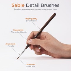 7pcs Kolinsky Sable Miniature Paint Brushes, Professional Fine Detail Paint B…