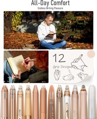 Elegant Black & Brown Gel Pens for Note-Taking – Set of 12 with Highlighter