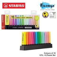 Stabilo Boss Original Fluorescent & Pastel Colour Highlighter Textliner Desk Set