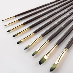 Falling in Art 9 PCS Filbert Brushes Set, Professional Nylon long, Black