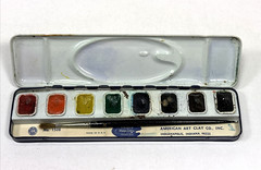 Lot of 4 Vintage Watercolor Tins Amaco Prang Artista Grumbacher Water Color Sets