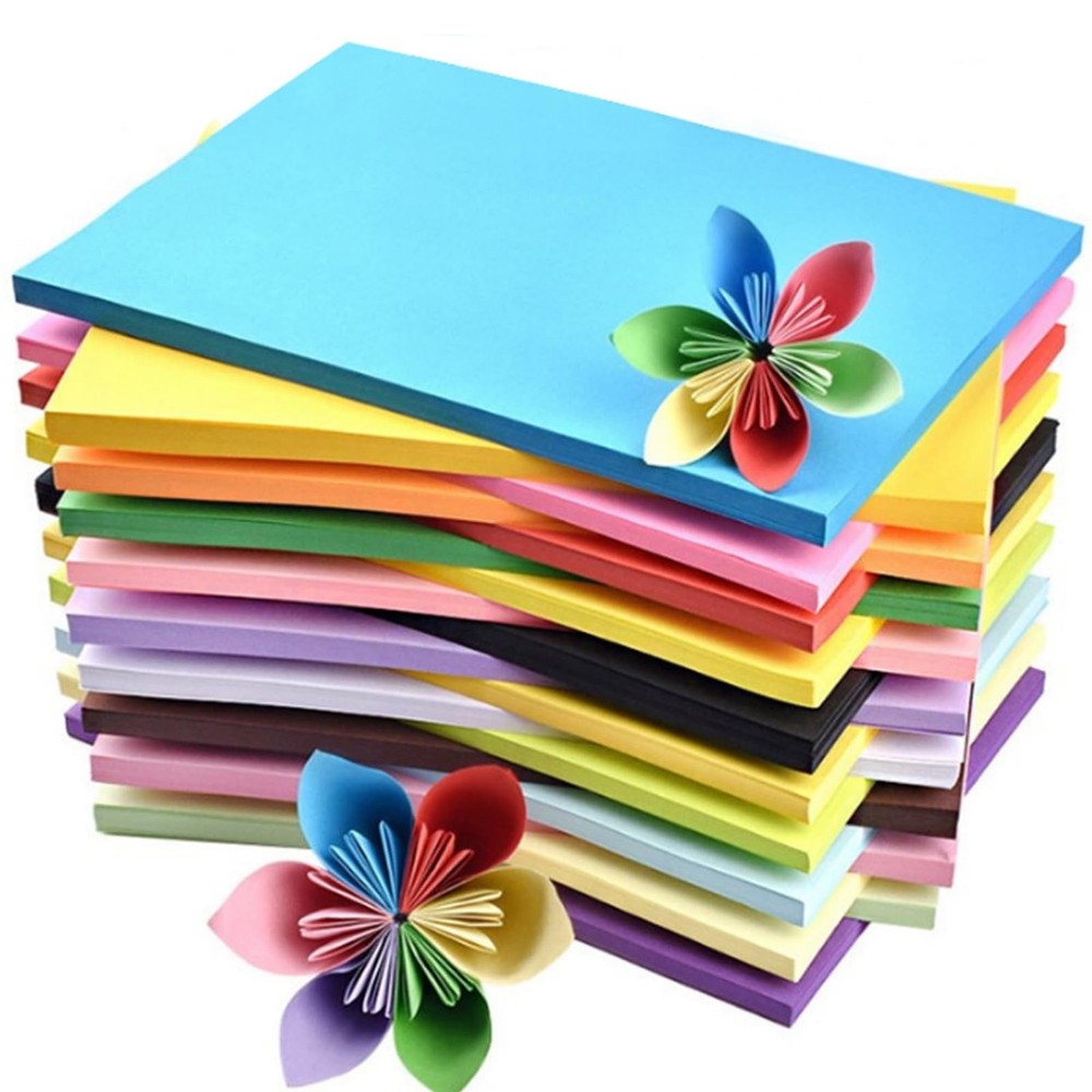 Colored Paper 100 Sheets, 20 Assorted Colors Construction A4 Copy Paper for S…