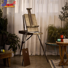Deluxe Beech Wood French Easel with Metal Tray Portable for Outdoor Painting