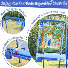 2-in-1 Kids Outdoor Easel, Foldable & Waterproof with Accessories – Blue