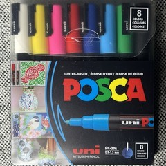 NEW Posca Paint Marker 8 Count Black, Red, Pink, White, Green, Blue, Yellow