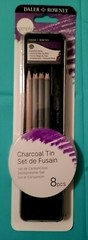 🔥 CHARCOAL 7 piece Daler Rowney Simply Tin Set Pencils Drawing Sketching