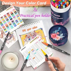 72 Colors Double Tip Brush Pens Art Markers, Artist Fine & Brush Pen Coloring…