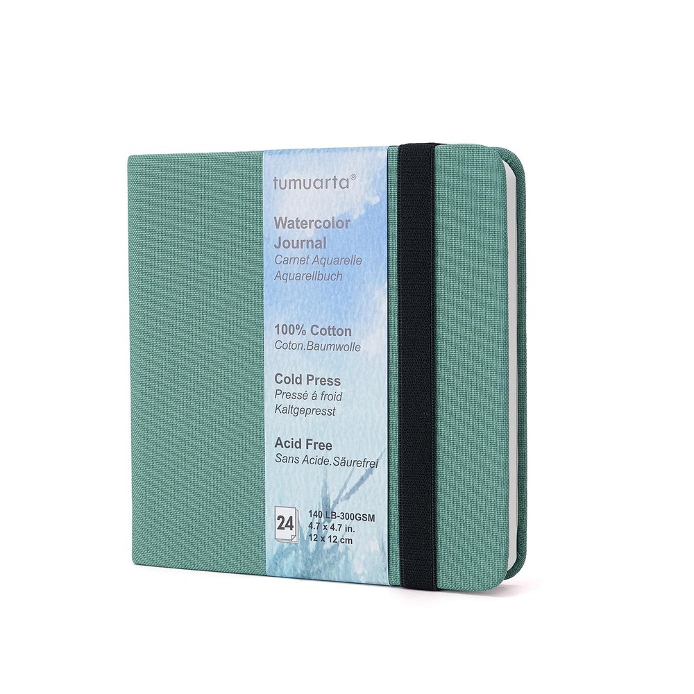 Square Watercolor Journal, 4.7×4.7”, 140 LB, 300 GSM, 100% Cotton, Cold Press…