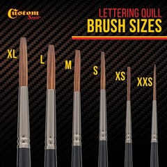 Set of 6 Lettering Quill Brushes for Sign Painting, Sizes XL, LG, MED, SM, XSM