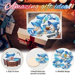 8 Pcs Gnome Pool Diamond Art Coasters Kit With Holder DIY Craft Painting Gift