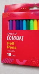 Pepco Colours Pens Markers Bundle 18 Washable Felt Tips & 10 Permanent Markers